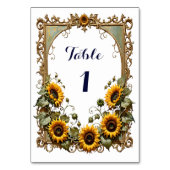 Numéro De Table Joli tournesol jaune avec cadre d'art mariage (Dos)