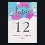 Numéro De Table Jolie aquarelle bleu violet Mariage<br><div class="desc"></div>