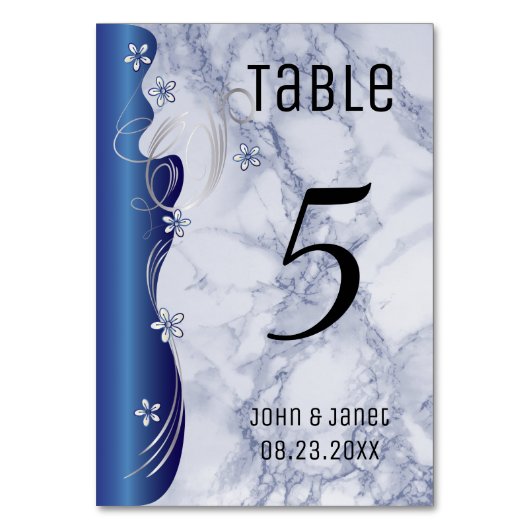 Numéro De Table Jolie conception de marbre bleu - Numéro de tablea (Dos)