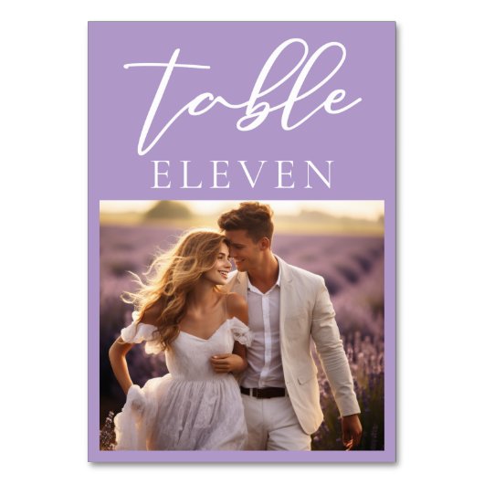 Numéro De Table Jovely Lilac White Script Couple Mariage photo (Dos)
