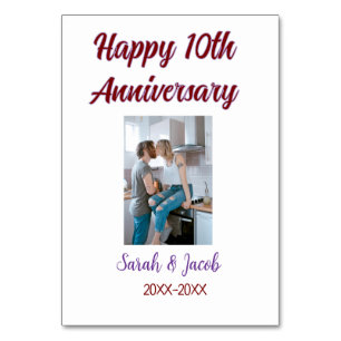Numéro De Table Joyeux 10e anniversaire photo mariage nom du coupl
