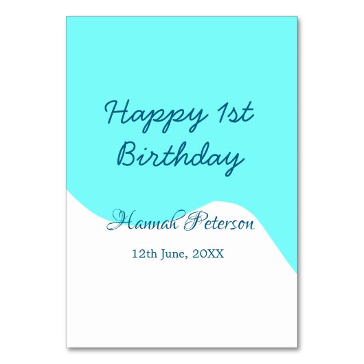 Numéro De Table Joyeux 1er anniversaire bleu ondulé rétro nom du b (Par défaut)