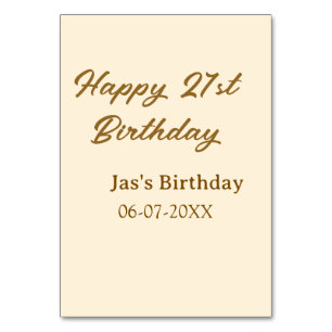 Numéro De Table Joyeux 21e anniversaire brun pastel jaune nom date
