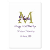 Numéro De Table Joyeux 30e Anniversaire monogramme moderne nom gol (Dos)