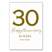 Numéro De Table Joyeux 30e anniversaire nom date lettres dorées gr (Dos)