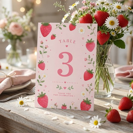 Numéro De Table Joyeux Anniversaire Fraise Sucré
