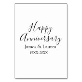 Numéro De Table Joyeux anniversaire mariage nom date année simple  (Dos)