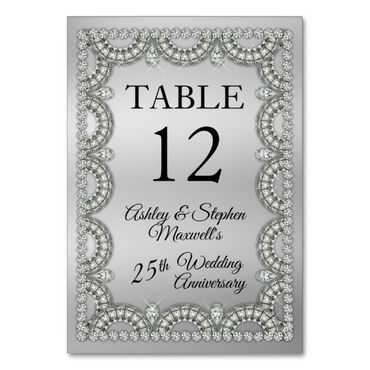 Numéro De Table Jubilé de diamant 25e anniversaire de mariage (Par défaut)