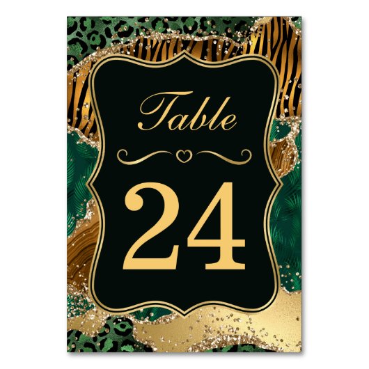Numéro De Table Jungle Safari Green Parties scintillant Mariage Nu (Dos)