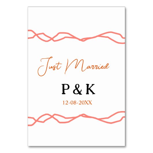 Numéro De Table Juste marié ajouter nom de couple date rouge vinta (Par défaut)