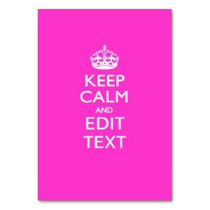 Numéro De Table KEEP CALM PERSONNALISÉ ET Éditer du texte en rose