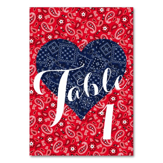 Numéro De Table Kitsch Red & Blue Mariage campagnard Party (Par défaut)