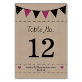 Numéro De Table La collection de mariage Modern Pink Bunting (Dos)