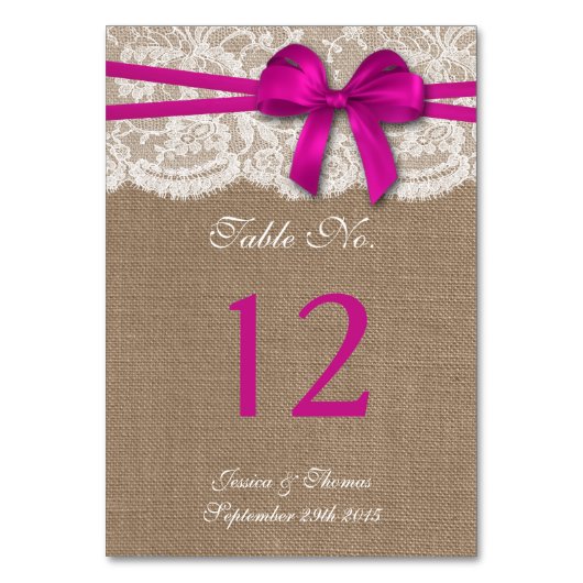 Numéro De Table La collection de Mariages Rustic Pink Bow (Par défaut)