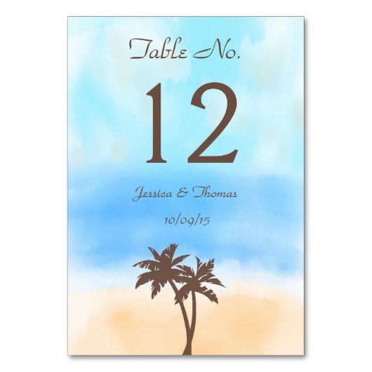 Numéro De Table La collection de mariages Watercolor Beach (Par défaut)