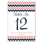 Numéro De Table La collection Mariage moderne Chevron - Rose & Nav (Dos)