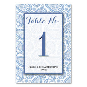 Numéro De Table La collection Mariage moderne Paisley - Bleu