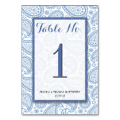 Numéro De Table La collection Mariage moderne Paisley - Bleu (Dos)