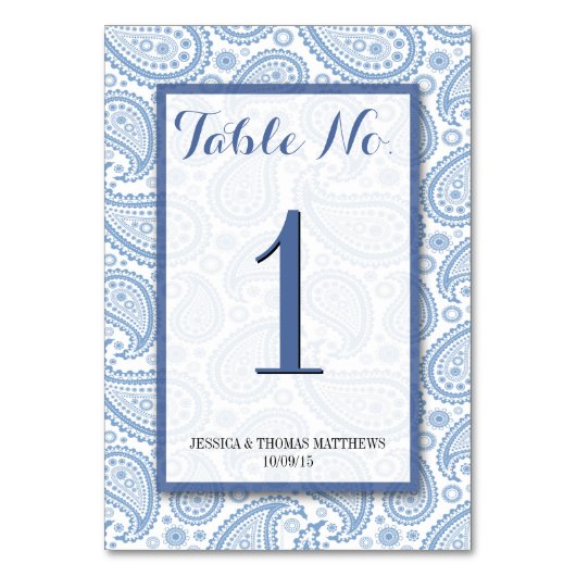 Numéro De Table La collection Mariage moderne Paisley - Bleu (Par défaut)