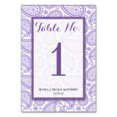 Numéro De Table La collection Mariage moderne Paisley - Purple (Dos)