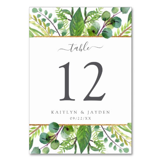 Numéro De Table La Collection Mariage Verdure & Or (Dos)