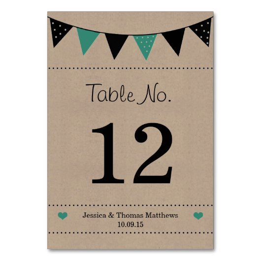 Numéro De Table La collection moderne de Mariages Bunting Turquois (Par défaut)