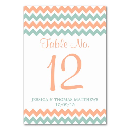 Numéro De Table La collection moderne de Mariages Chevron Peach &  (Par défaut)