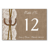 Numéro De Table La collection Rustic Horseshoe Mariage (Dos)