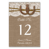 Numéro De Table La collection Rustic Horseshoe Mariage (Dos)