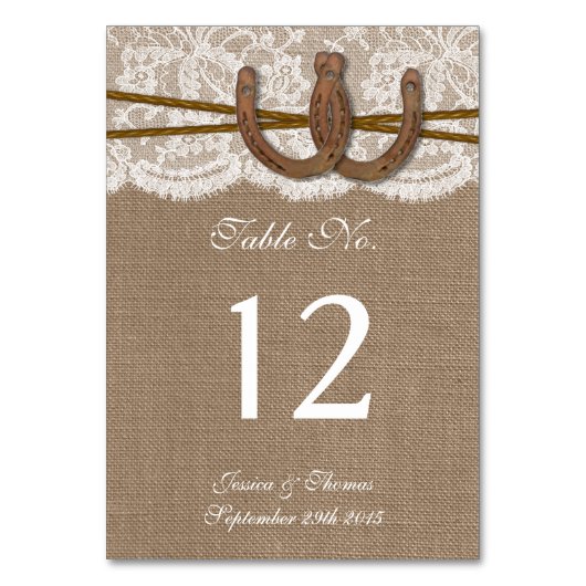 Numéro De Table La collection Rustic Horseshoe Mariage (Par défaut)