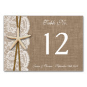 Numéro De Table La collection rustique de mariage Starfish Beach (Dos)