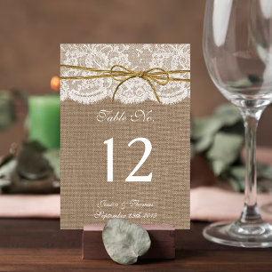 Numéro De Table La collection Rustique de Mariages de Bow Twine