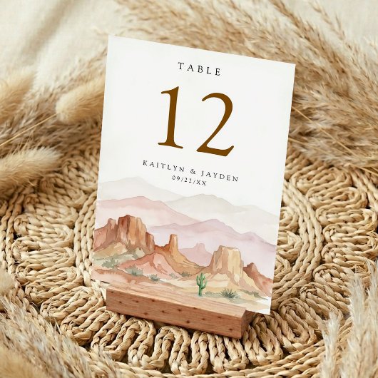 Numéro De Table La gamme de mariage du désert à l'aquarelle -