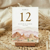 Numéro De Table La gamme de mariage du désert à l'aquarelle -