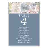 Numéro De Table Lac Misty | Beau Doux Dusty Nom Floral (Dos)