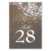 Numéro De Table Lace Wood Gold Confetti Mariage rustique (Dos)