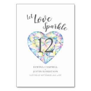 Numéro De Table Laissez l'amour étincelant losange d'aquarelle