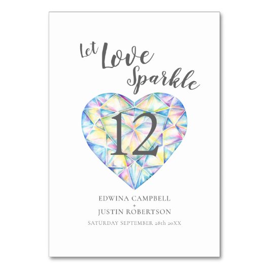 Numéro De Table Laissez l'amour étincelant losange d'aquarelle (Par défaut)