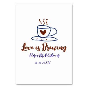 Numéro De Table L'amour brun bleu brun douche nuptiale ajouter nom