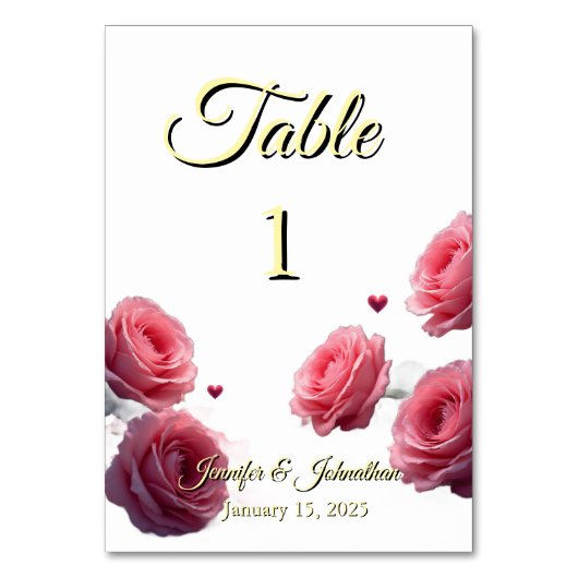 Numéro De Table L'amour est en fleurs Roses roses simples Mariage (Par défaut)