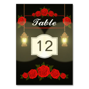 Numéro De Table Lampes Roses Rouges
