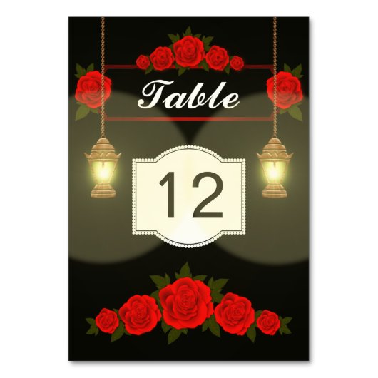 Numéro De Table Lampes Roses Rouges (Par défaut)