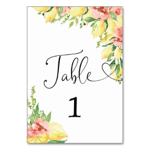 Numéro De Table Lancement de Fiançailles Floral de Citron à l'Aqua