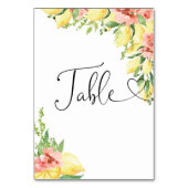 Numéro De Table Lancement de Fiançailles Floral de Citron à l'Aqua (Dos)