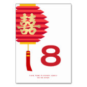 Numéro De Table Lanterne Chinoise & Double Bonheur de Mariage (Dos)