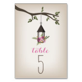 Numéro De Table Lanterne rose et arbre Mariage Numéro de tableau (Dos)