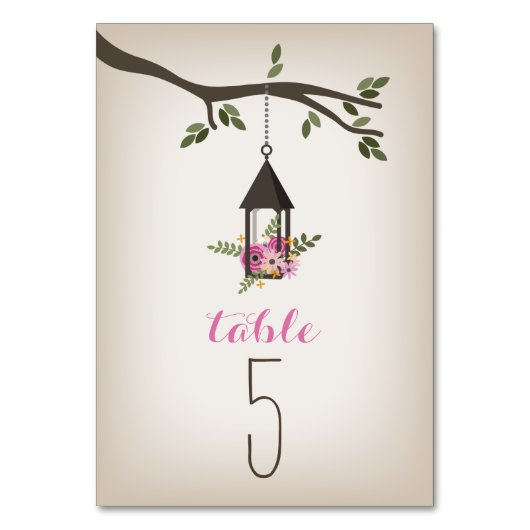 Numéro De Table Lanterne rose et arbre Mariage Numéro de tableau (Par défaut)