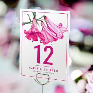 Numéro De Table L'art du lys trompette rose fleurs botaniques mari