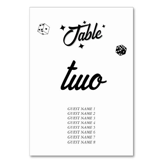 Numéro De Table Las Vegas Casino Destination Mariage Noir Blanc (Par défaut)