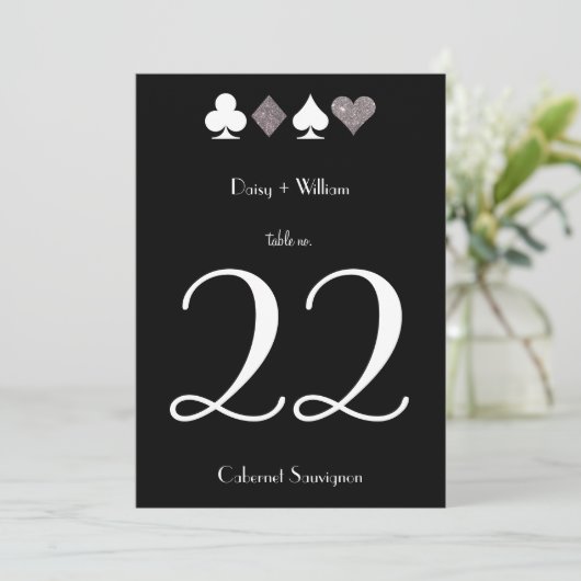 Numéro de table Las Vegas pailleté argent faux noi (Debout devant)